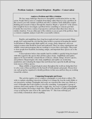 Writing: Problem Analysis on Conservation (middle/high)