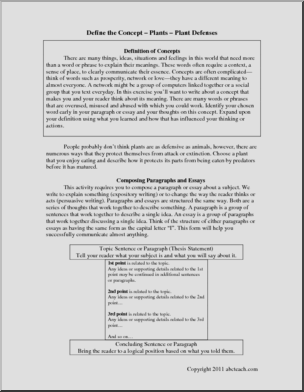 Define the Concept of Plant Defenses (middle/high) Writing