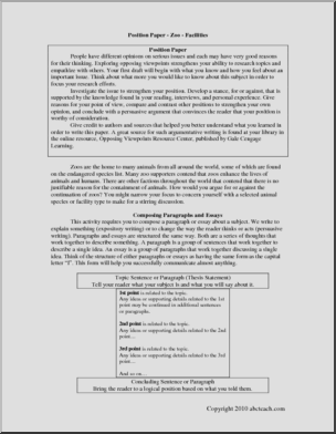 Position Paper for or Against Zoo Facilities (middle/high) Writing