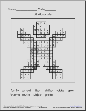 Word Search: All About Me