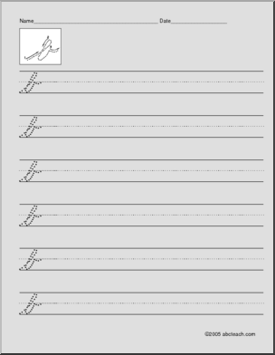 Handwriting Practice:  Cursive Letters a-m (ZB-style Font)
