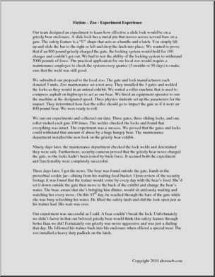 Zoo Experiment Experience (middle/high)’ Short Story